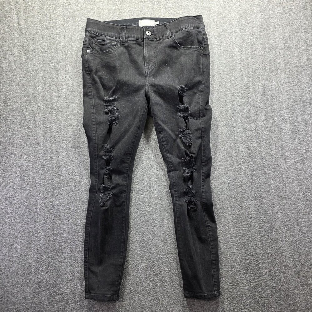 Torrid Jeans Womens 12S Black Bombshell Skinny Premium Stretch Distressed